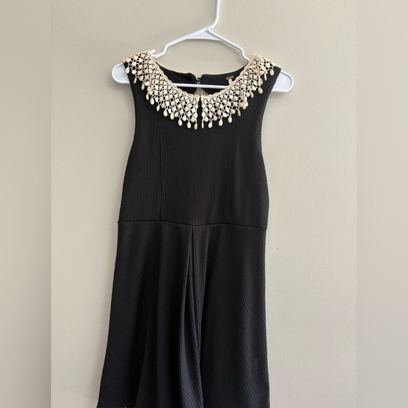 Free People Dresses & Skirts - Free People Black Midi Dress with Cream Crochet Neckline